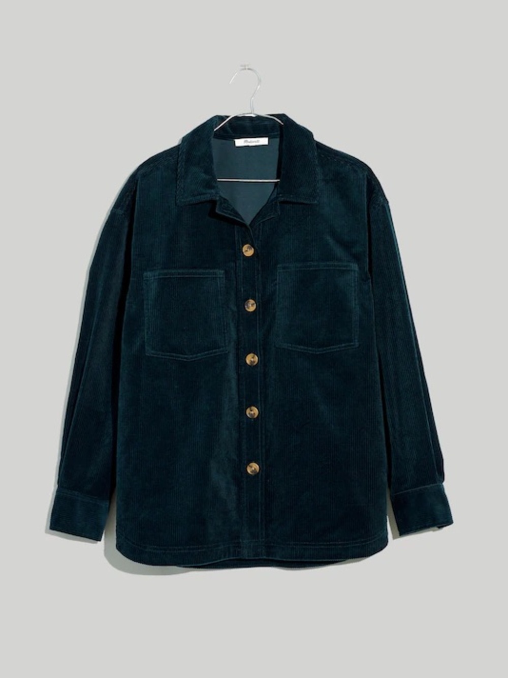 Madewell Dark Green Corduroy Button-Front Shacket / Overshirt